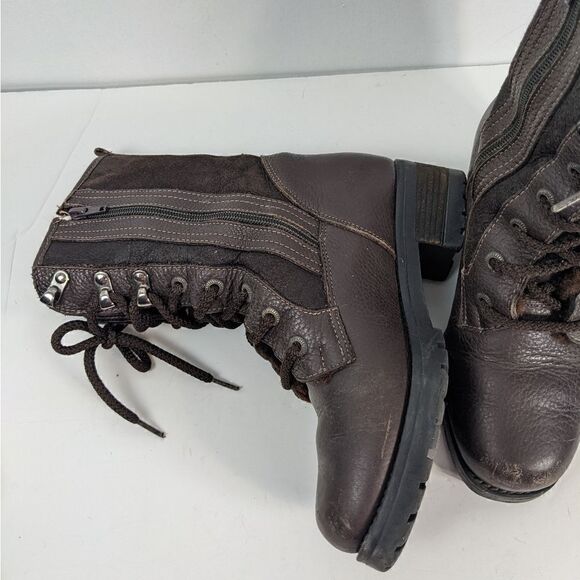 Vintage Pajar winter boots brown leather shearling lace up zip up 6.5 - Picture 6 of 8